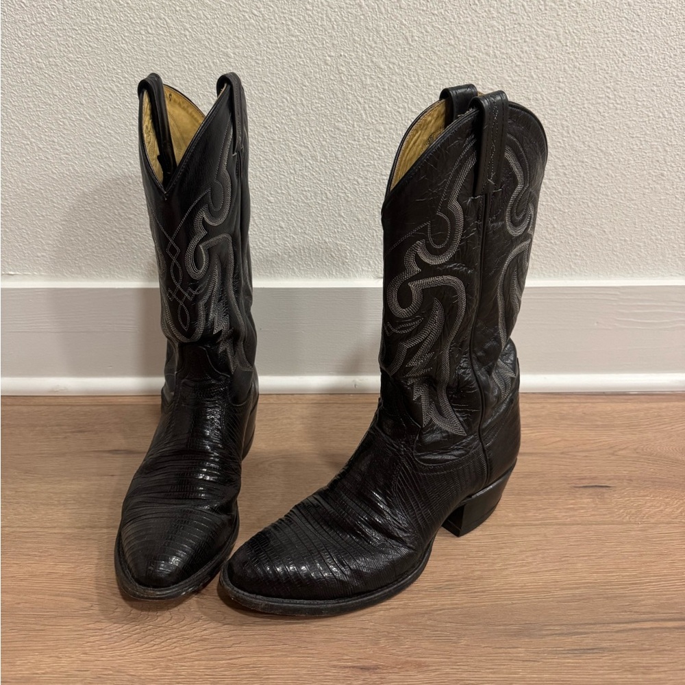 Vintage Tony Lama Genuine Lizard Skin Cowboy Boots